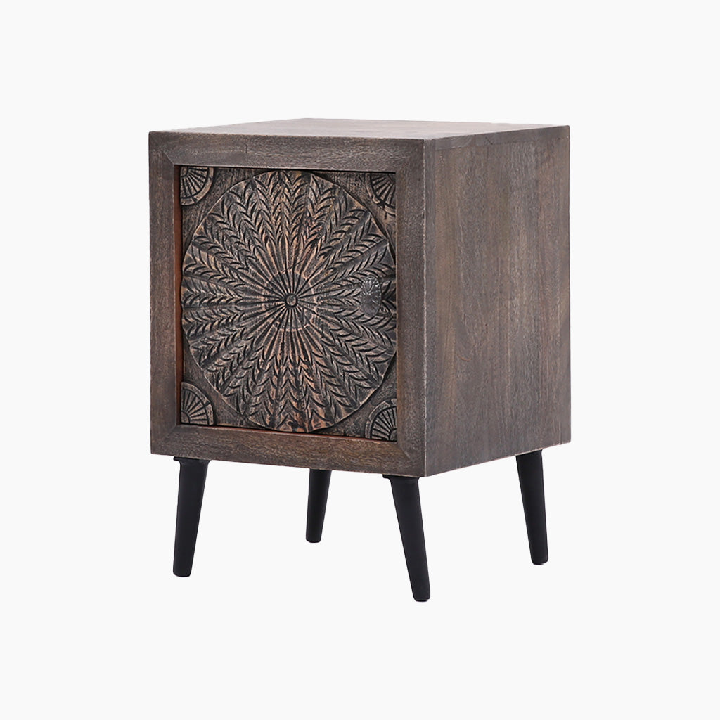 Thea Mandala Wooden Side Table