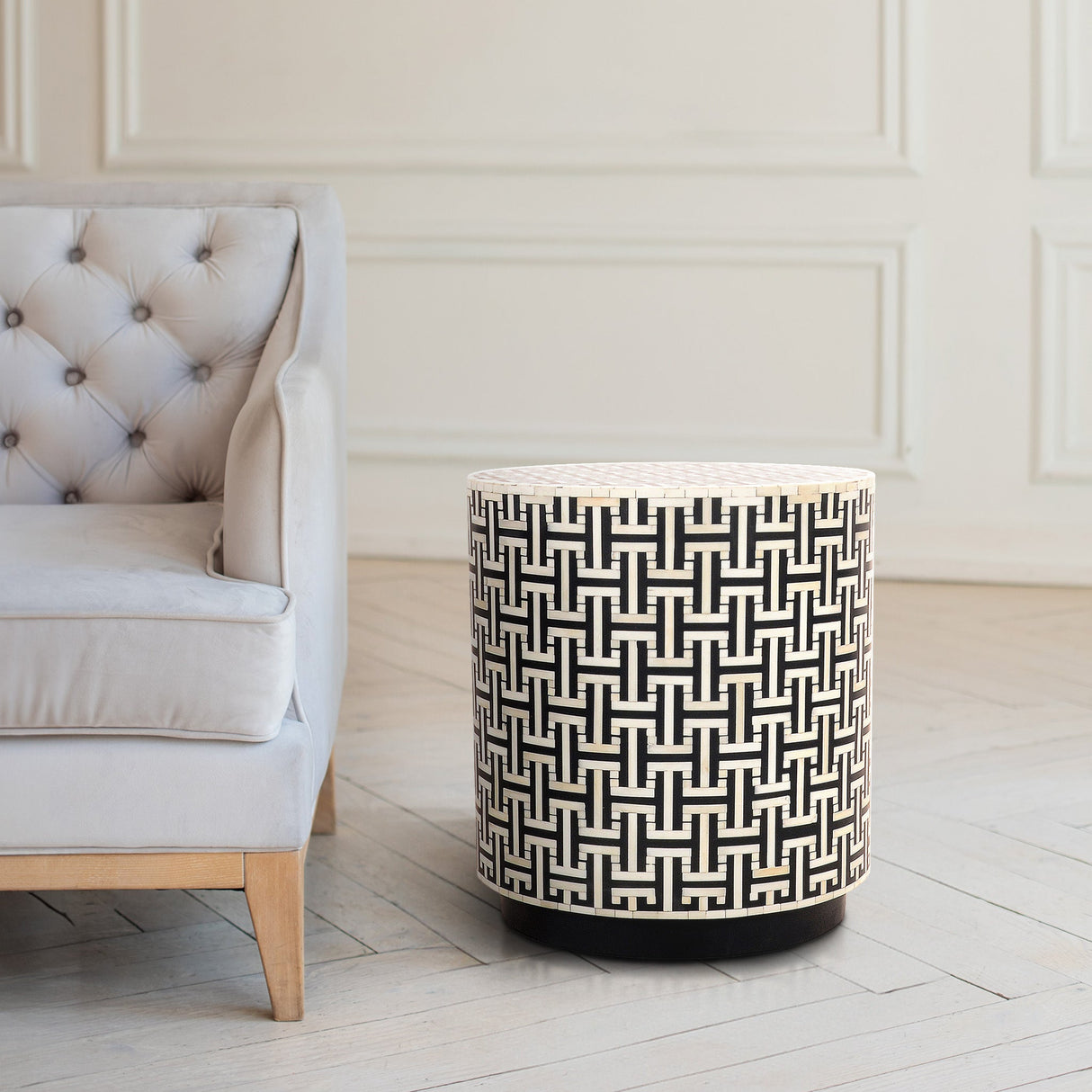 Finn Bone Inlay End Table