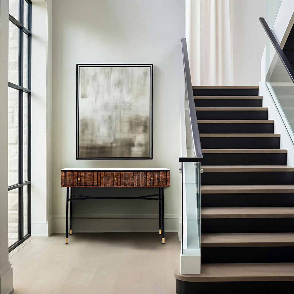 Mirabel Marble Top Three Drawer Console Table