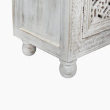 Zinnia Floral Carved Wooden Side Table