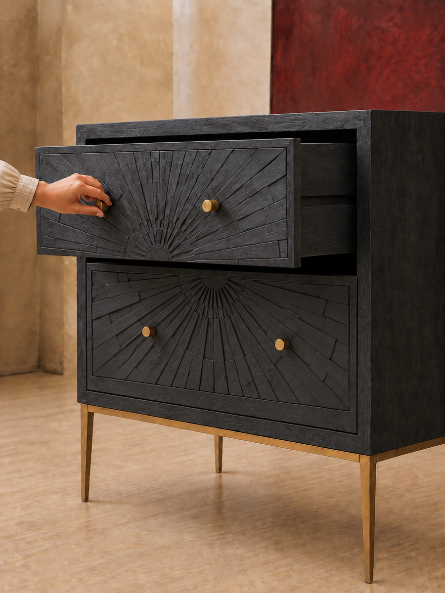 Gold Legs, Carved Black Fronts