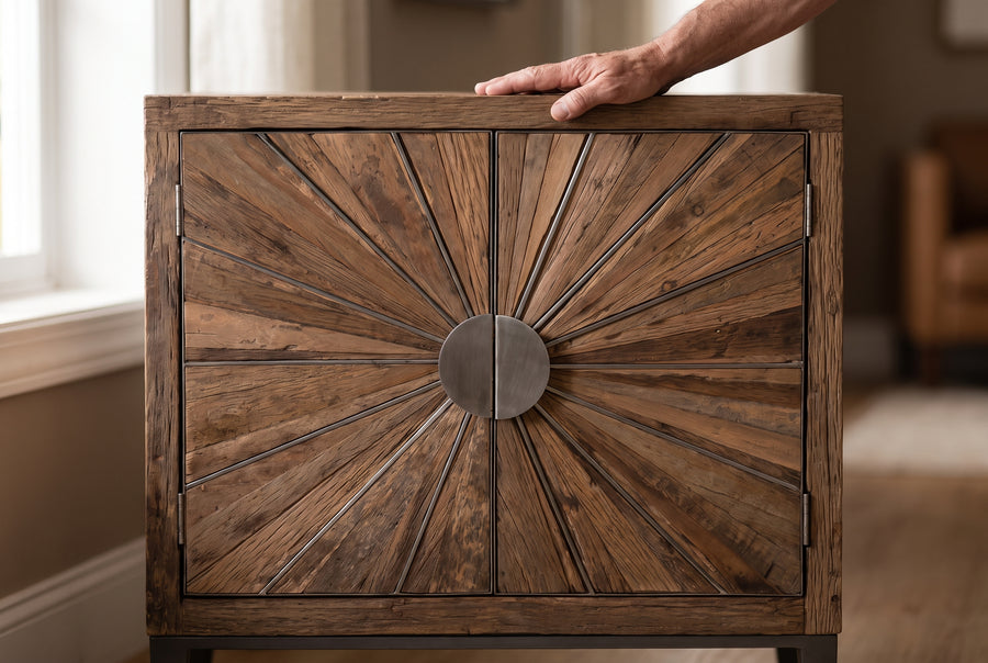 Reclaimed Wood, Steel Base