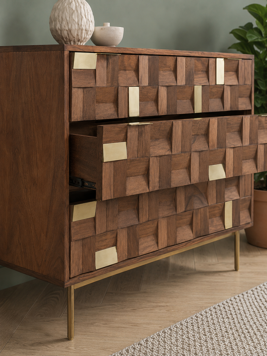 Brass-Clad Drawers, Slim Brass Legs