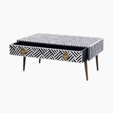 Nova Sleek Two Drawer Bone Inlay Coffee Table