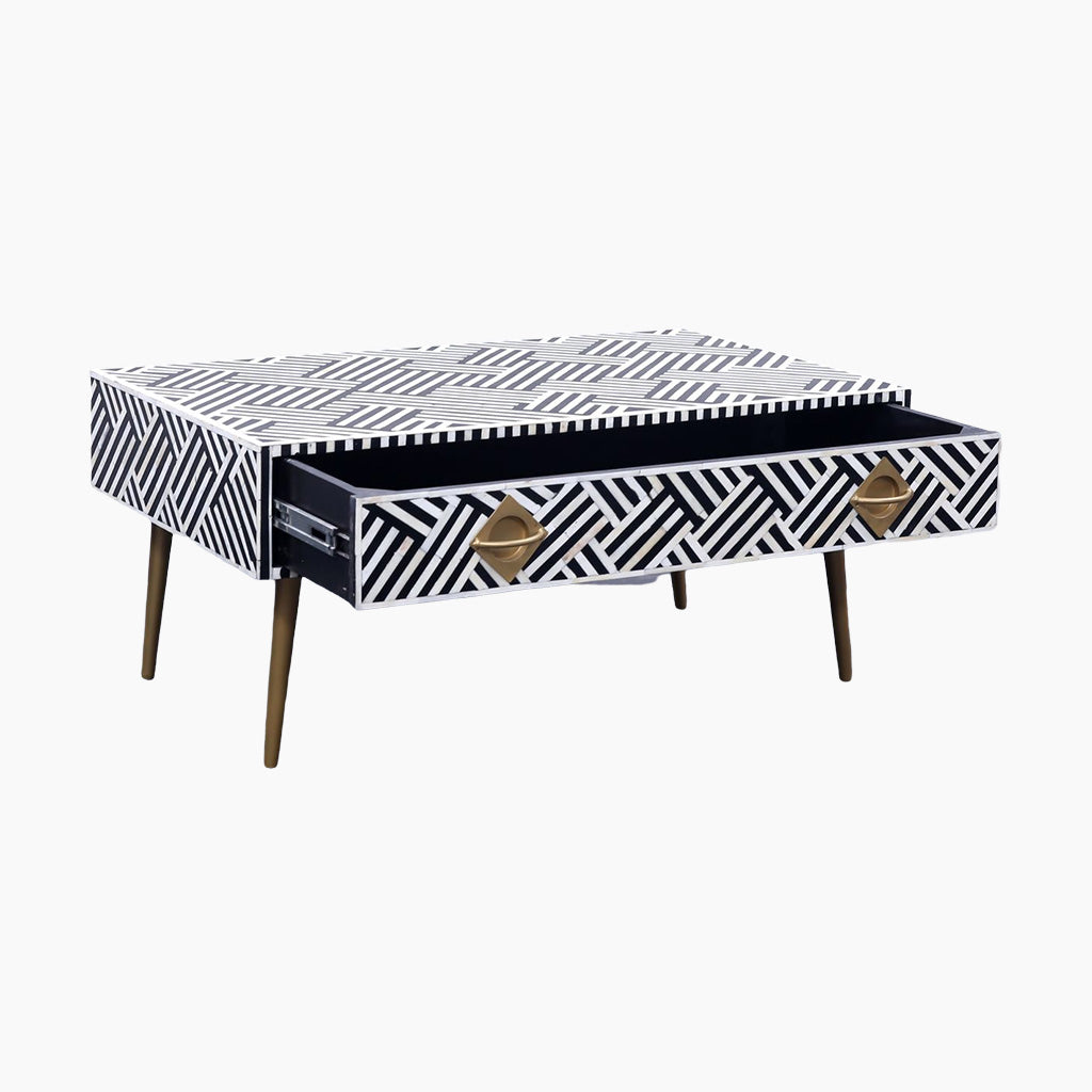 Nova Sleek Two Drawer Bone Inlay Coffee Table