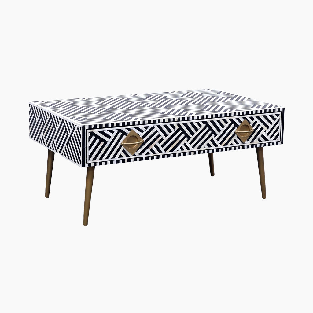 Nova Sleek Two Drawer Bone Inlay Coffee Table