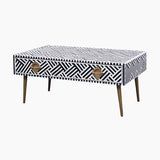 Nova Sleek Two Drawer Bone Inlay Coffee Table