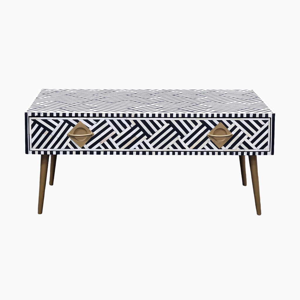 Nova Sleek Two Drawer Bone Inlay Coffee Table