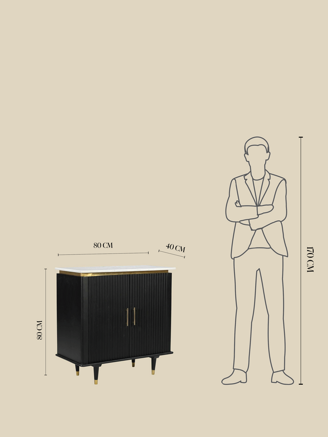 Simone Two-Door Marble Top Cabinet