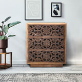 Liora Cut Work Wooden Three Chest of Drawers