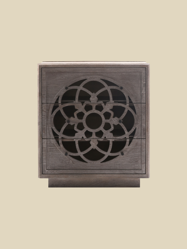 Harmony Mango Wood Three Drawer Chest - Grey