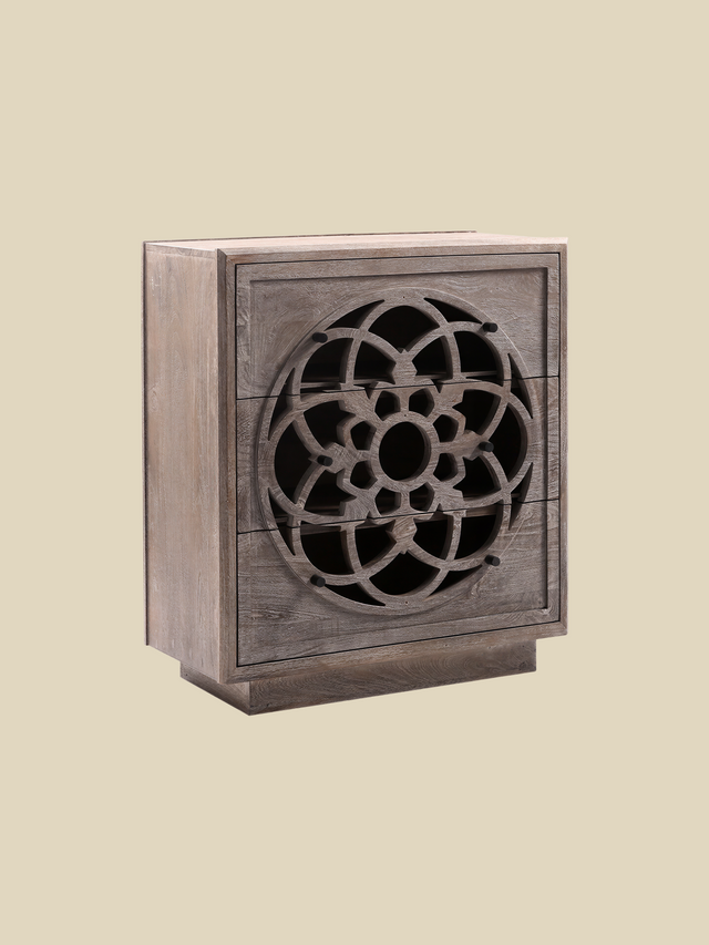 Harmony Mango Wood Three Drawer Chest - Grey