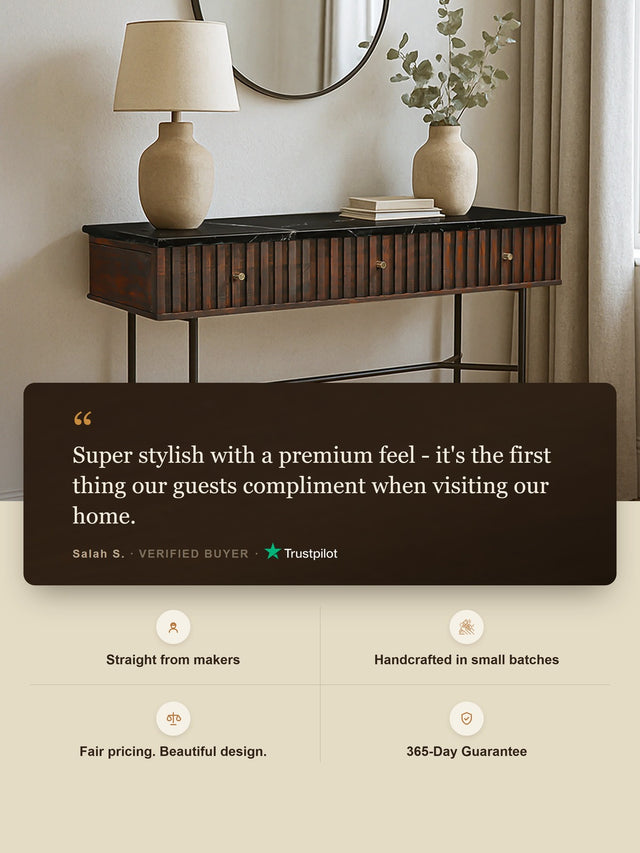 Monroe Black Marble Top Console Table
