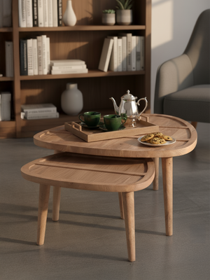 Cairo Wooden Nesting Coffee Tables - Natural