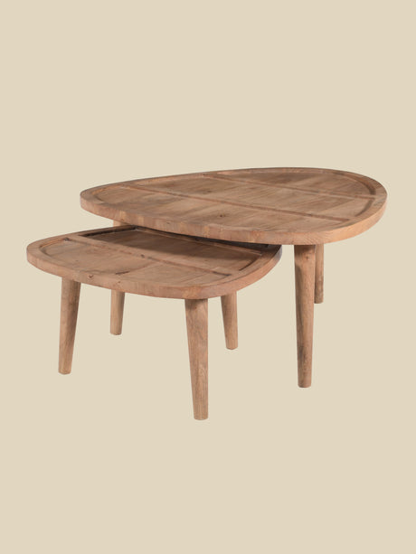 Cairo Wooden Nesting Coffee Tables - Natural