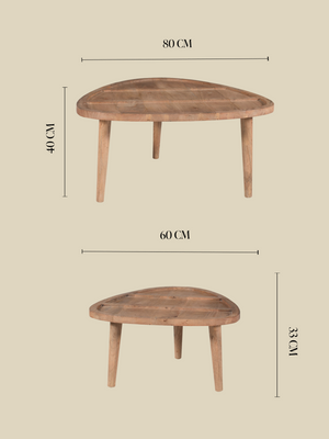 Cairo Wooden Nesting Coffee Tables - Natural