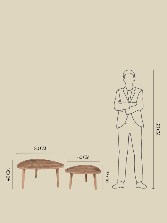 Cairo Wooden Nesting Coffee Tables - Natural