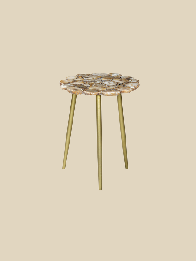 Damon Agate Side Table - Beige