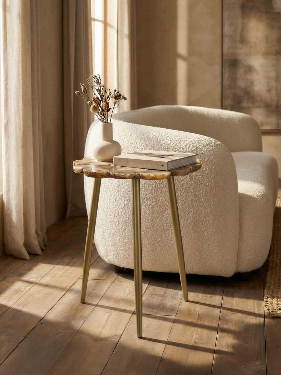 Damon Agate Side Table - Beige