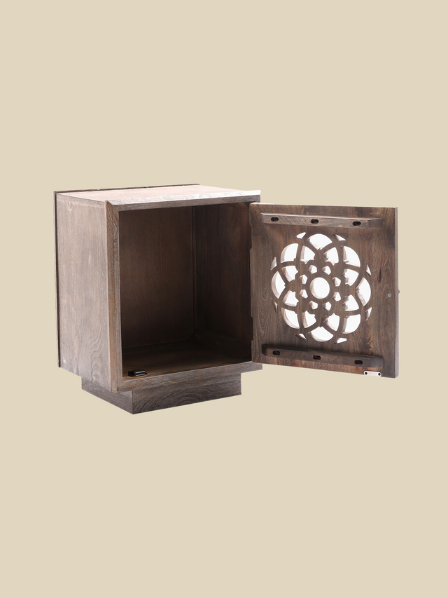 Harmony Mango Wood Bedside Table - Grey