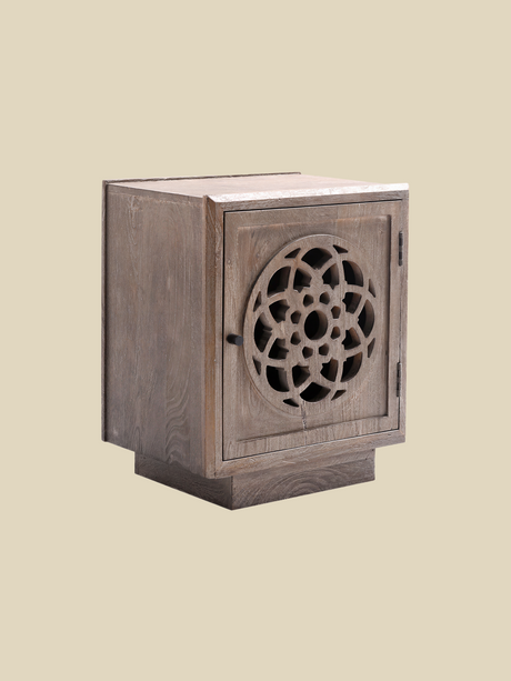 Harmony Mango Wood Bedside Table - Grey