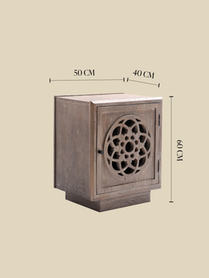 Harmony Mango Wood Bedside Table - Grey