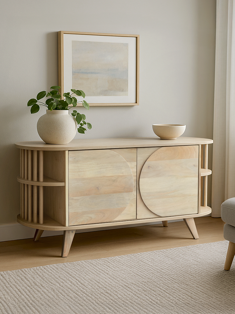 Sierra Two Door Wooden Sideboard - Light Wood