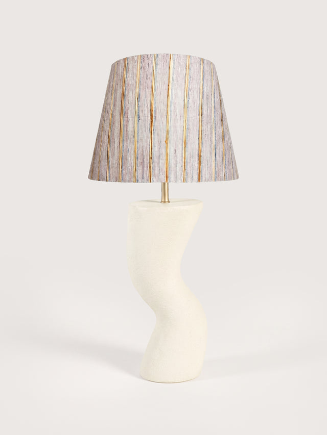 Baker Silk Lampshade with Sculptural Paper Mache Base