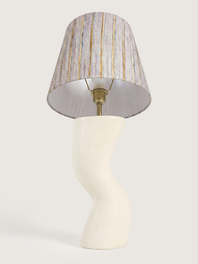 Baker Silk Lampshade with Sculptural Paper Mache Base