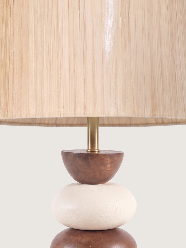 Brian Silk Lampshade with Pebble Base