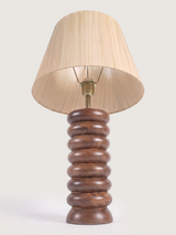 Brian Silk Lampshade with Sculptural Mango Wood Base