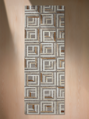 Mesa Hide & Wool Geometric Rug - Grey