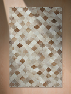 Sahara Hide & Wool Geometric Rug - Beige