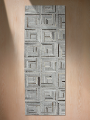 Cove Hide & Wool Geometric Rug - Grey