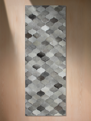 Onyx Hide & Wool Geometric Rug - Grey
