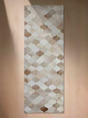 Sahara Hide & Wool Geometric Rug - Beige