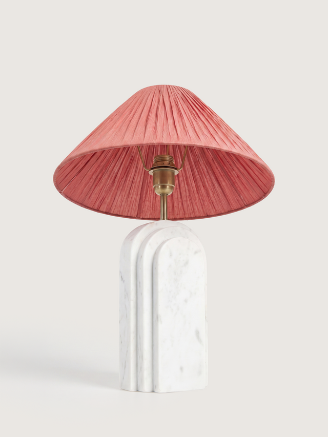 Charlotte Raffia Lampshade with Geometric Marble Base