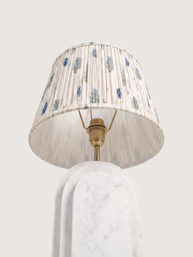 Clive Cotton Lampshade with Geometric Marble Base