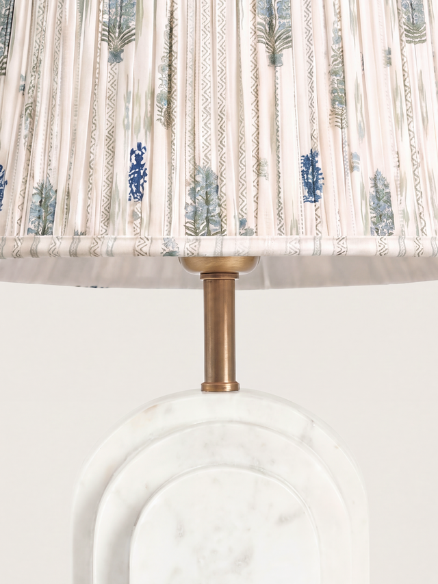 Clive Cotton Lampshade with Geometric Marble Base