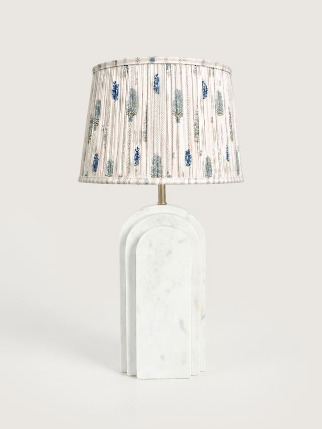 Clive Cotton Lampshade with Geometric Marble Base