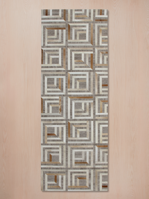 Mesa Hide & Wool Geometric Rug - Grey
