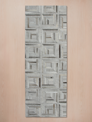 Cove Hide & Wool Geometric Rug - Grey