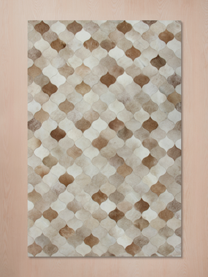 Sahara Hide & Wool Geometric Rug - Beige
