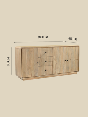Luce Mango Wood Three Door Sideboard