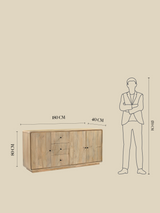 Luce Mango Wood Three Door Sideboard