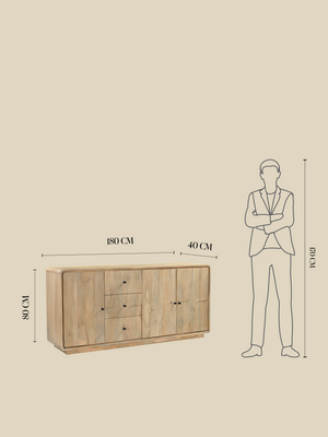 Luce Mango Wood Three Door Sideboard