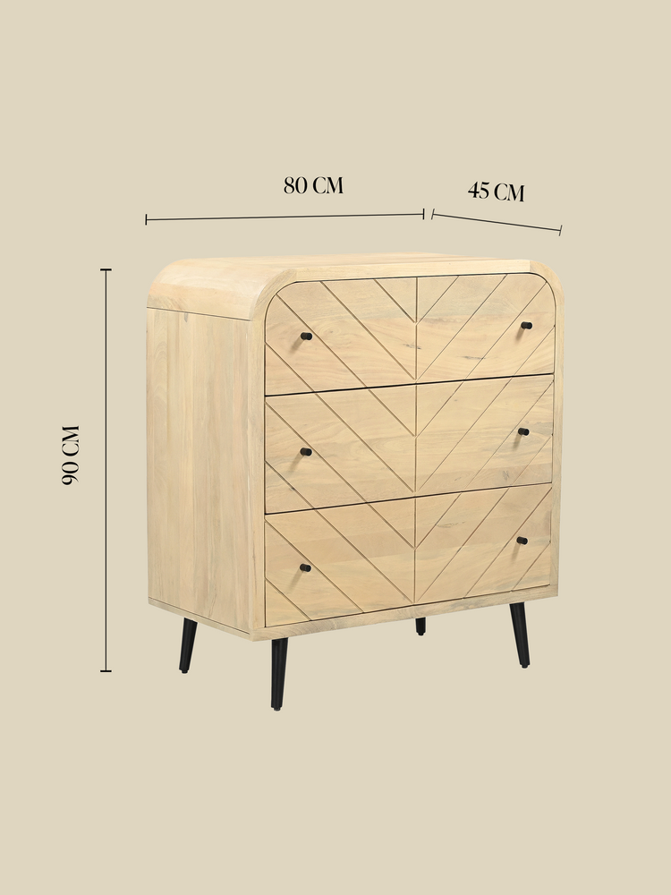 Cayman Three Drawer Wooden Chest