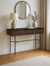 Monroe Black Marble Top Console Table