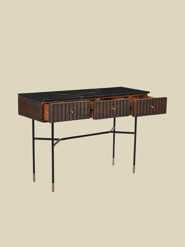 Monroe Black Marble Top Console Table