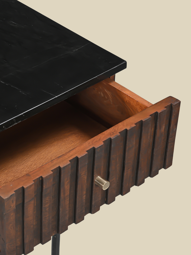 Monroe Black Marble Top Console Table
